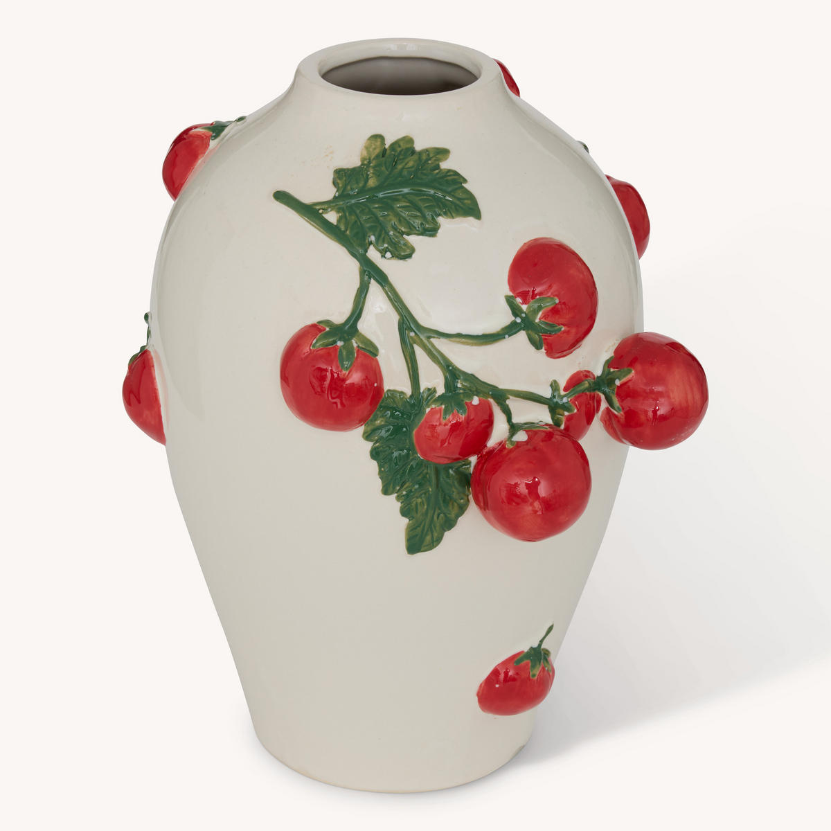 VASE mit Tomatenmotiv 20,6/19,8/25,5 cm - Beige, Keramik (25.5cm) - Atmosphera Createur d´interieur