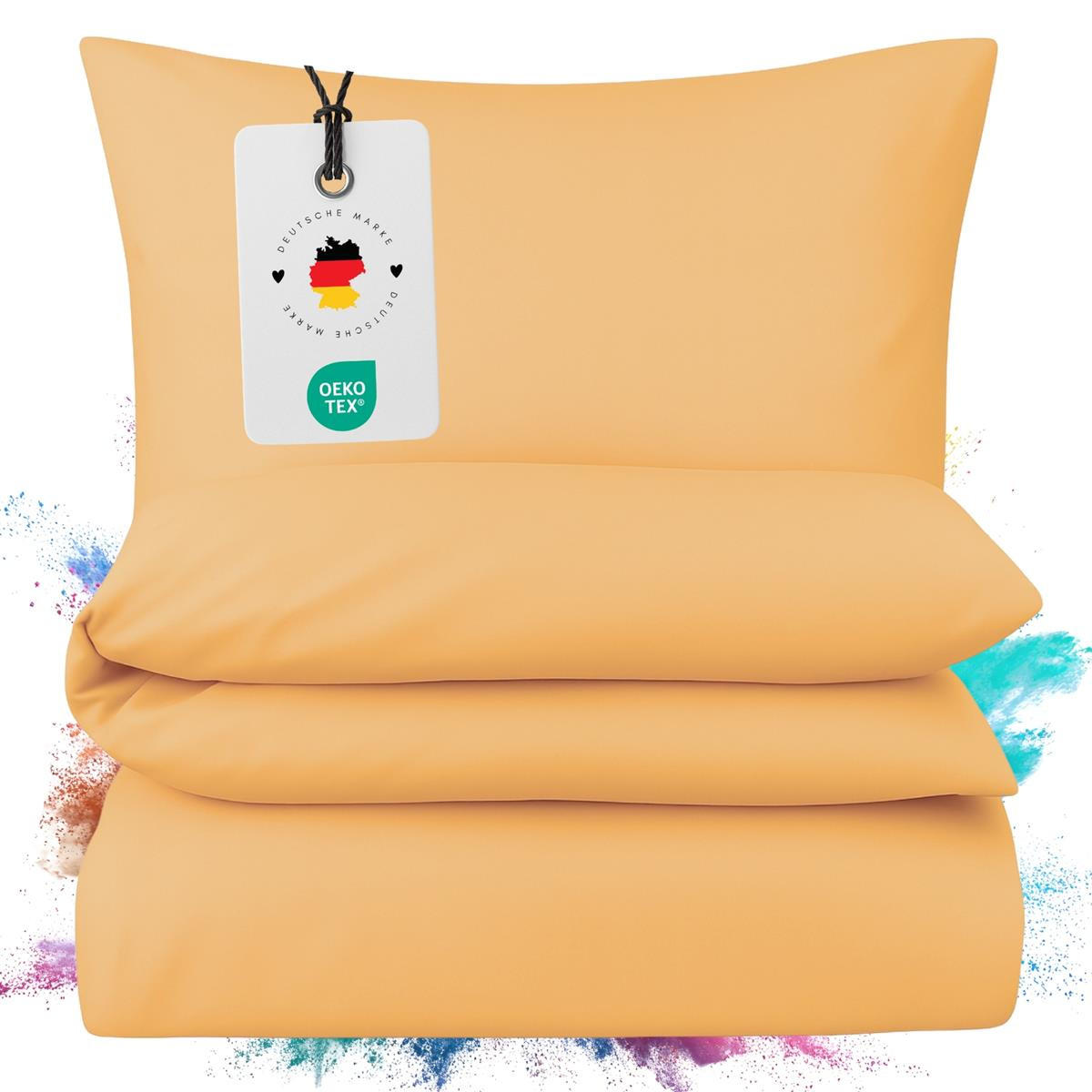 MAKO-SATIN-BETTWÄSCHE 155x220 cm aus 100% Baumwolle mit Reißverschluss, Uni Bettbezug 155 x 220 - Gelb - Gelb, Textil (155/220cm) - Carpe Sonno