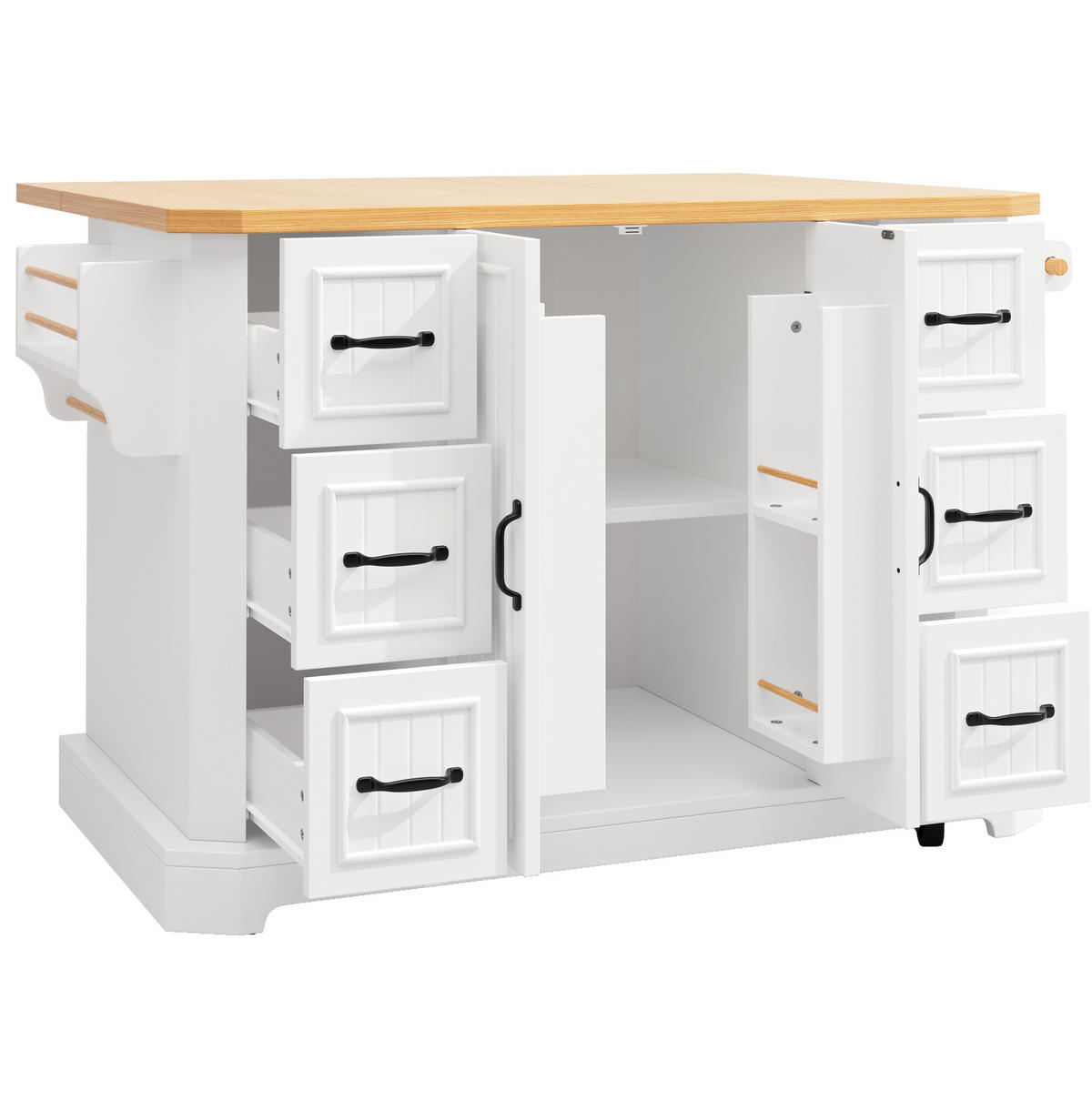 KÜCHENINSEL 120/45/91 cm weiß aus MDF/Metall auf Rollen - Weiß, Holzwerkstoff (120/91/45cm) - OKWISH