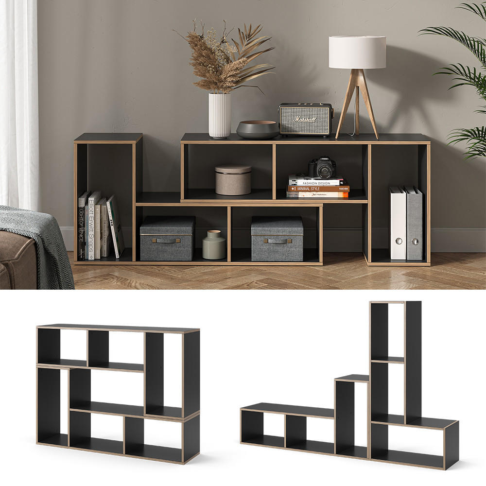 BÜCHERREGAL Tetrix Anthrazit 112.8 x 56.4 cm 2er Set - Anthrazit, Holzwerkstoff (112.8/56.4/30cm) - Vicco