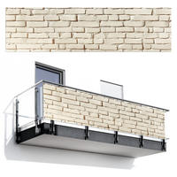 BALKON-SICHTSCHUTZ Ziegel - Wand - Licht - Weiß - Creme, Kunststoff (300/85cm) - MuchoWow