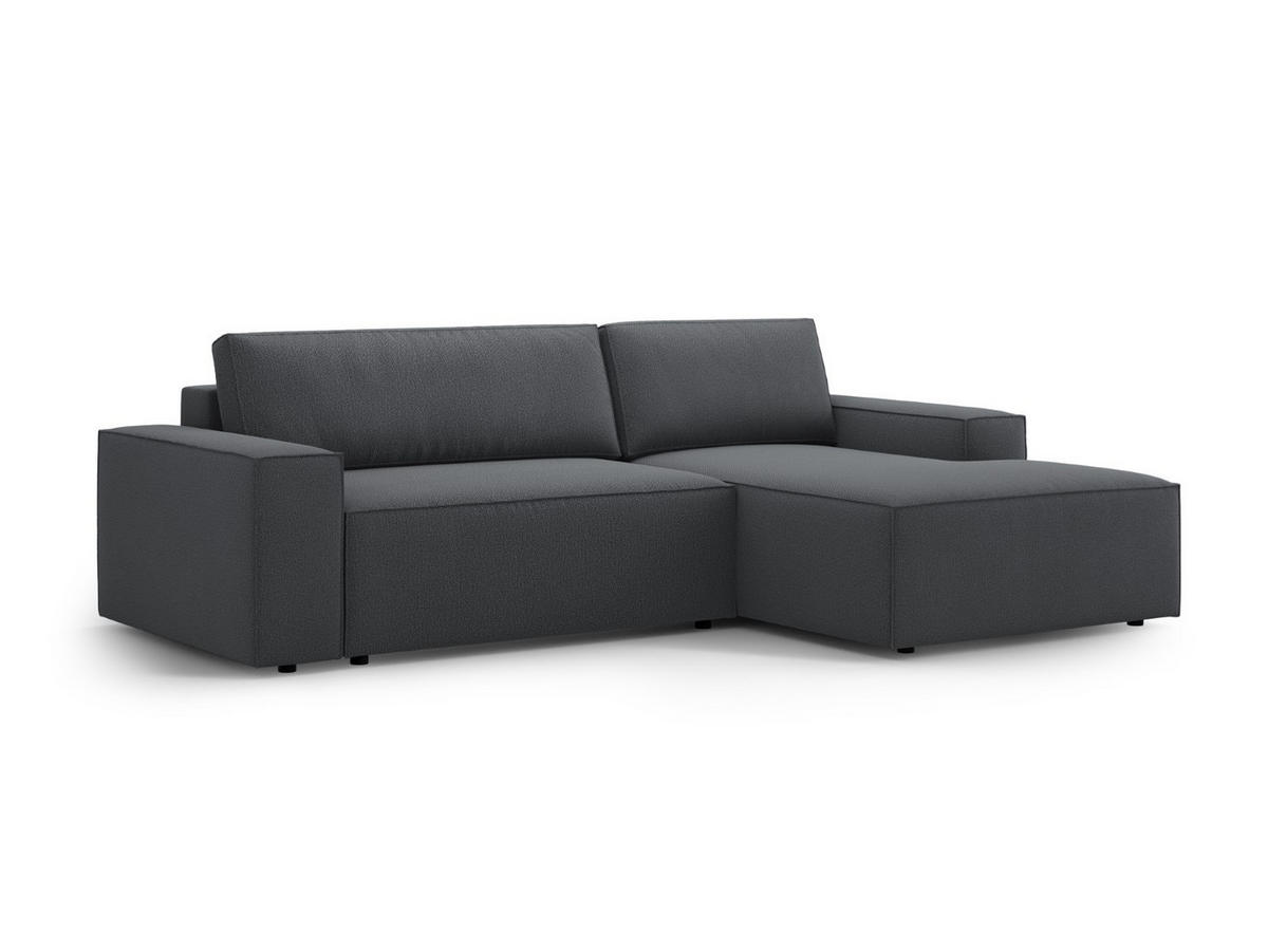 AUSKLAPPBARES-ECKSOFA rechts mit Container Jodie aus strukturiertem Stoff dunkelgrau 3 Sitzplätze - Dunkelgrau, Textil (246/151cm) - Micadoni