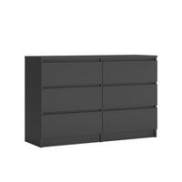 KOMMODE 6 Schubladen, Anthrazit, 120 cm x 39 cm x 78 cm - Anthrazit, Holzwerkstoff (120/78/39cm) - 3XE LIVING
