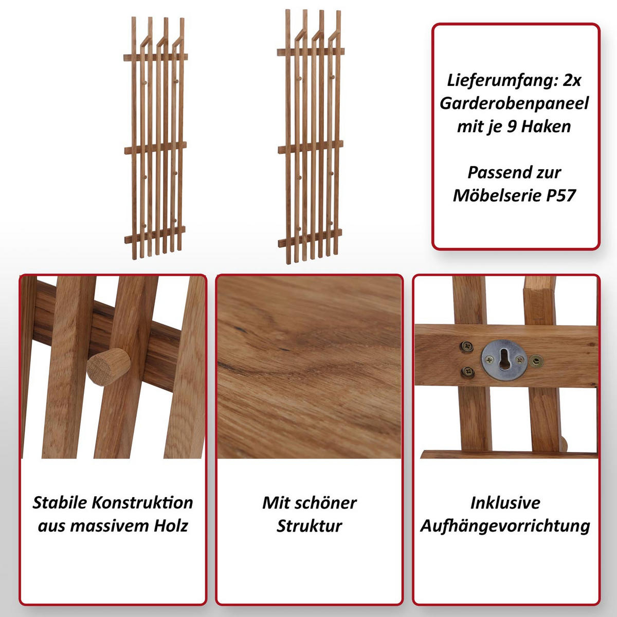 ŠATNÍKOVÝ PANEL Dekor dub - dub Wotan, dřevo (40/135/11cm) - MCW