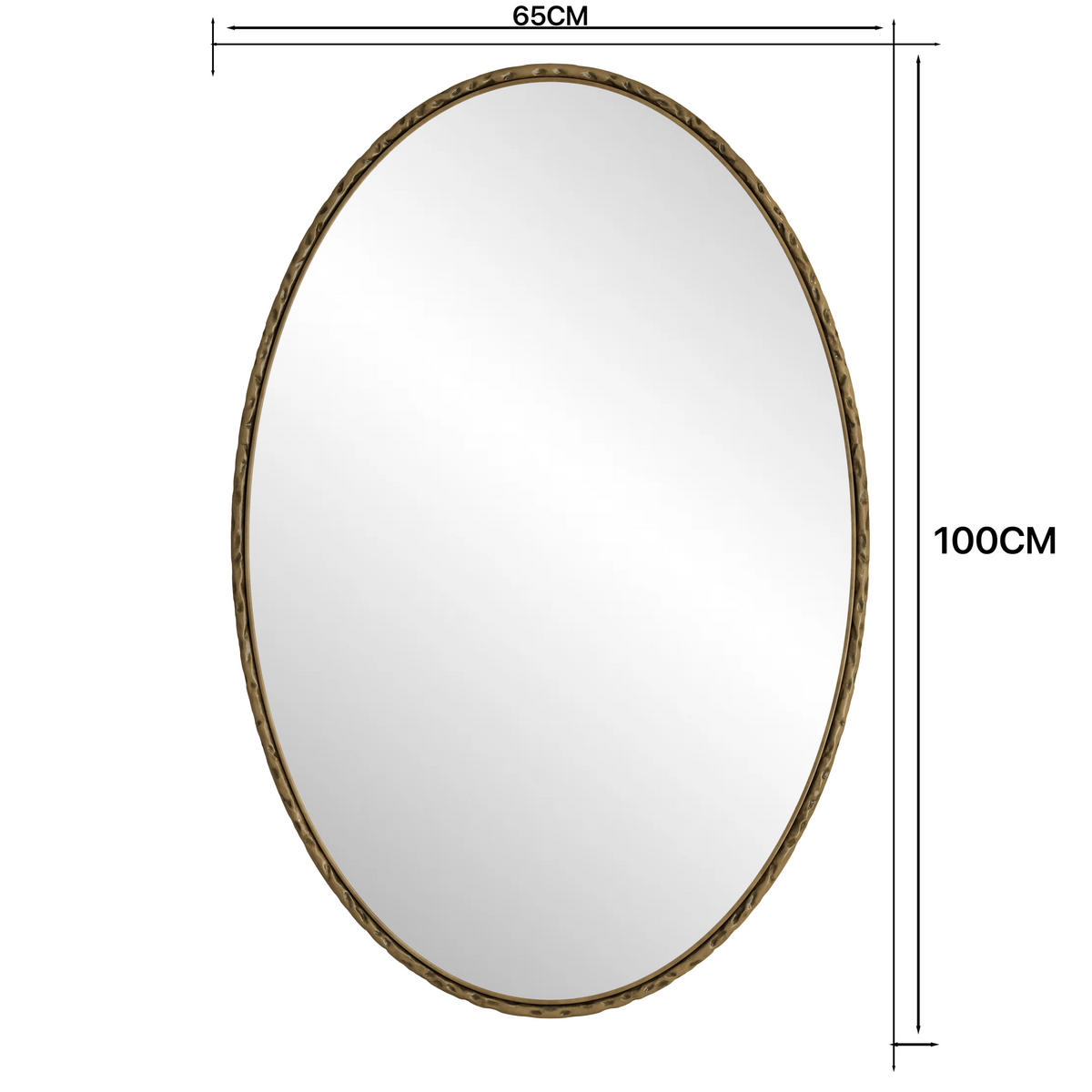OVALSPIEGEL 65x3x100 cm Goldfarben aus Eisen & Glas mit Rückwand - Goldfarben, Glas (3/100/65cm) - Modfu