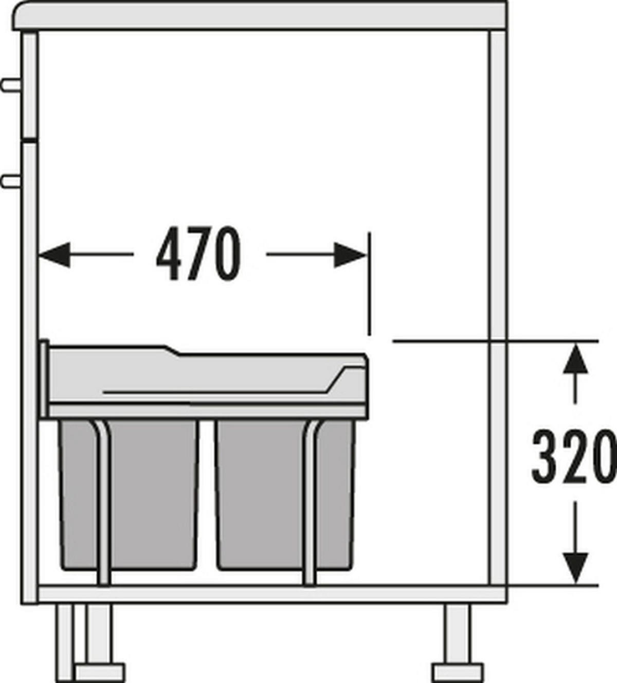 MÜLLEIMER Hailo Tandem Küche Einbau 40-90 cm Schrank 2x 18 L Mültrennung - Schwarz, Kunststoff (34.6/32/47cm) - Hailo