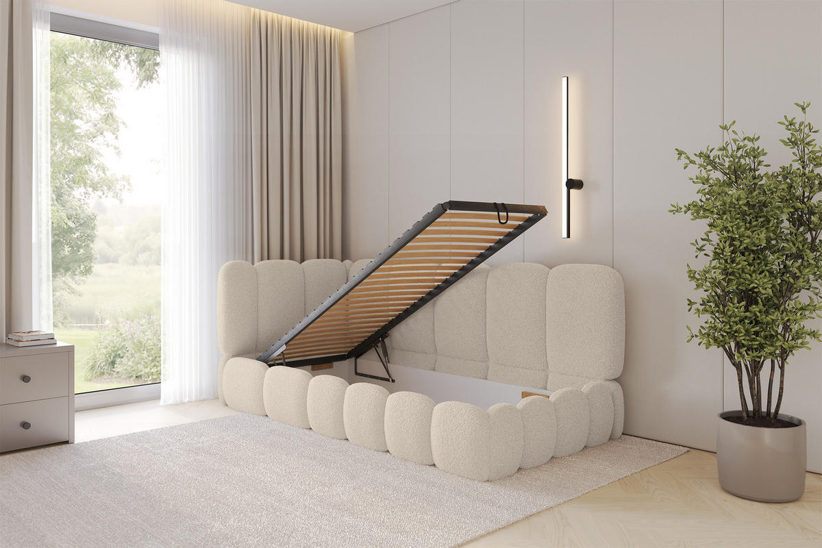 EINZELLBETT Jugendbett mit Bettkasten und Matratze H3/H4, Rechts - AVRY 80x200 Dunkelbeige - Taupe, Holzwerkstoff/Textil (80/200cm) - ALTDECOR