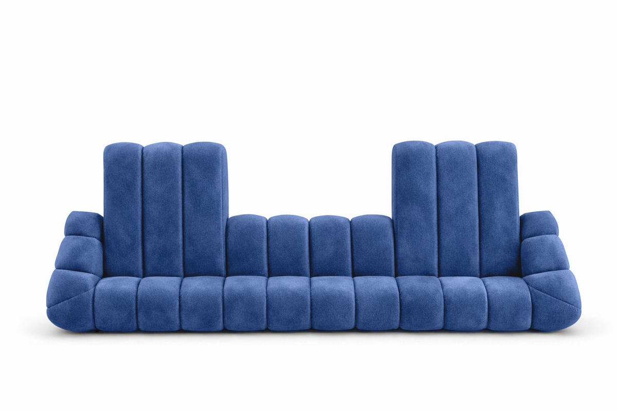 ECKSOFA Modulare U-Form, Veloursstoff Bluvel, Tintenblau, CROISSANT U XL - Blau, Holz (448/72/190cm) - Kaiser Möbel