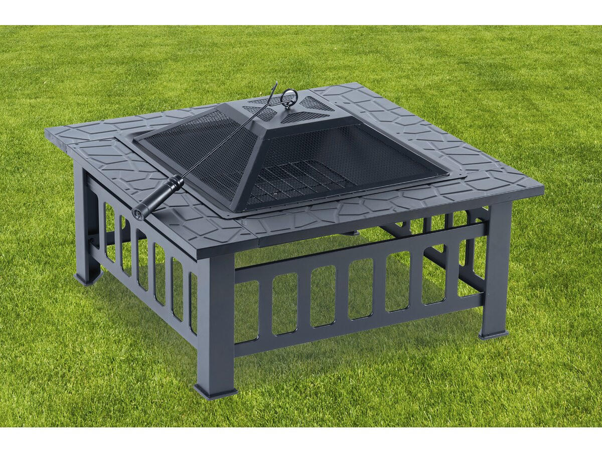 HOLZKOHLENGRILL flaméo Schwarz - Schwarz, Metall (81/45/81cm) - Habitat Garten