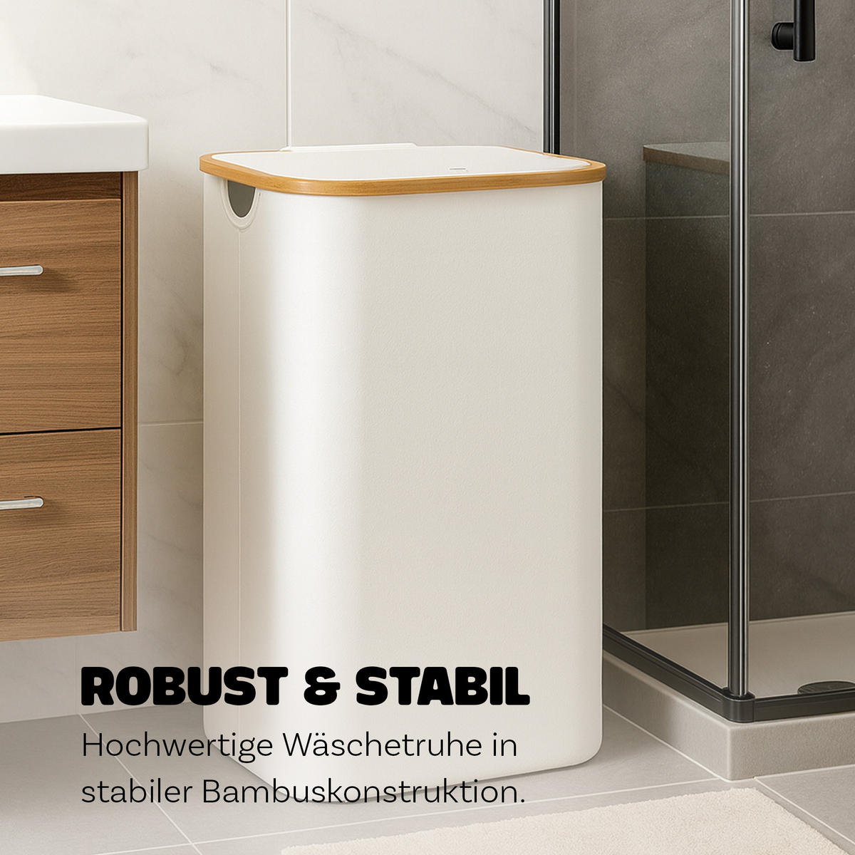 WÄSCHEKORB mit herausnehmbarer Tasche - 41x37x71cm - Weiß - Weiß, Textil (41/71/34cm) - Bestlivings