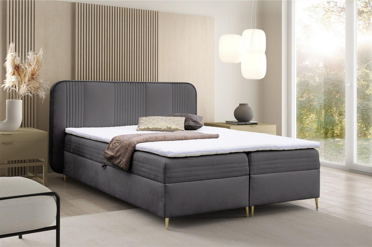 BOXBETT Alize - Anthrazit, Holzwerkstoff/Textil (200/200cm) - Fun Möbel