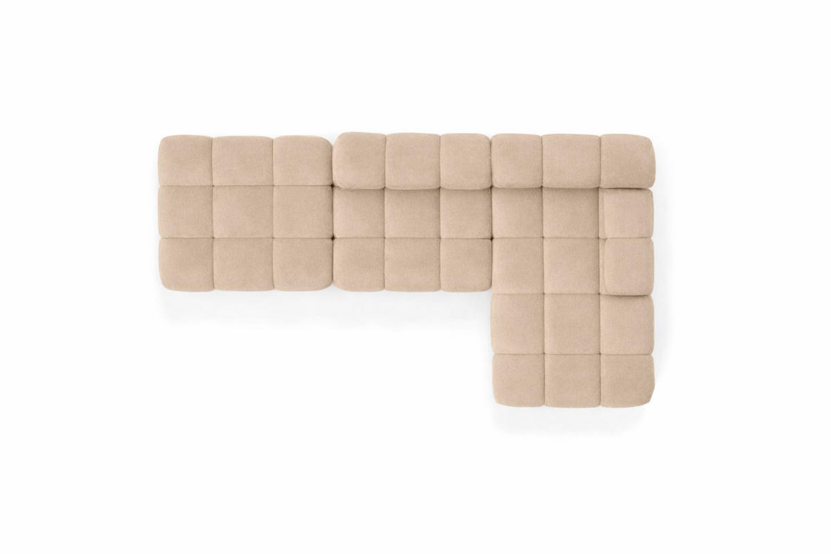 ECKSOFA L-Form Modular Mit Hocker, Veloursstoff Salvador, Beige, Rechts, Selia - Beige, Holz (285/160cm) - Kaiser Möbel
