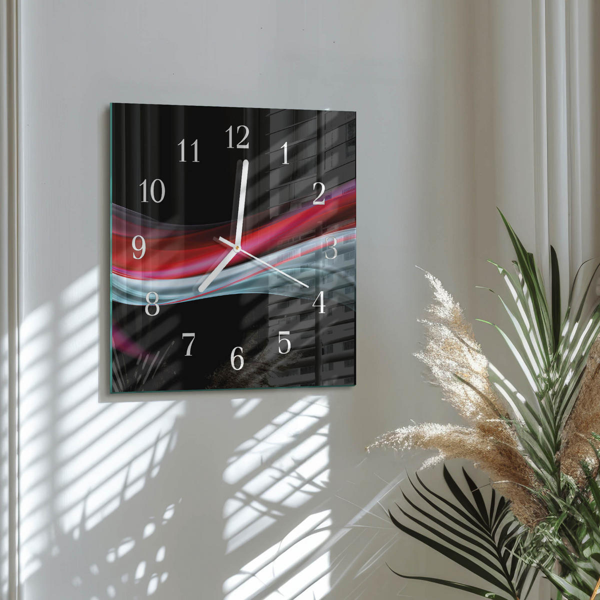 WANDUHR 30x30 cm - Abstraktion - Multicolor, Glas (30/30/0.4cm) - TULUP