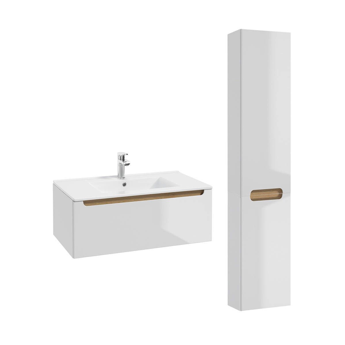 BADMÖBEL 80cm Livia 2er-Set Weiß - Weiß, Holzwerkstoff (80/30/45cm) - Petits-meubles