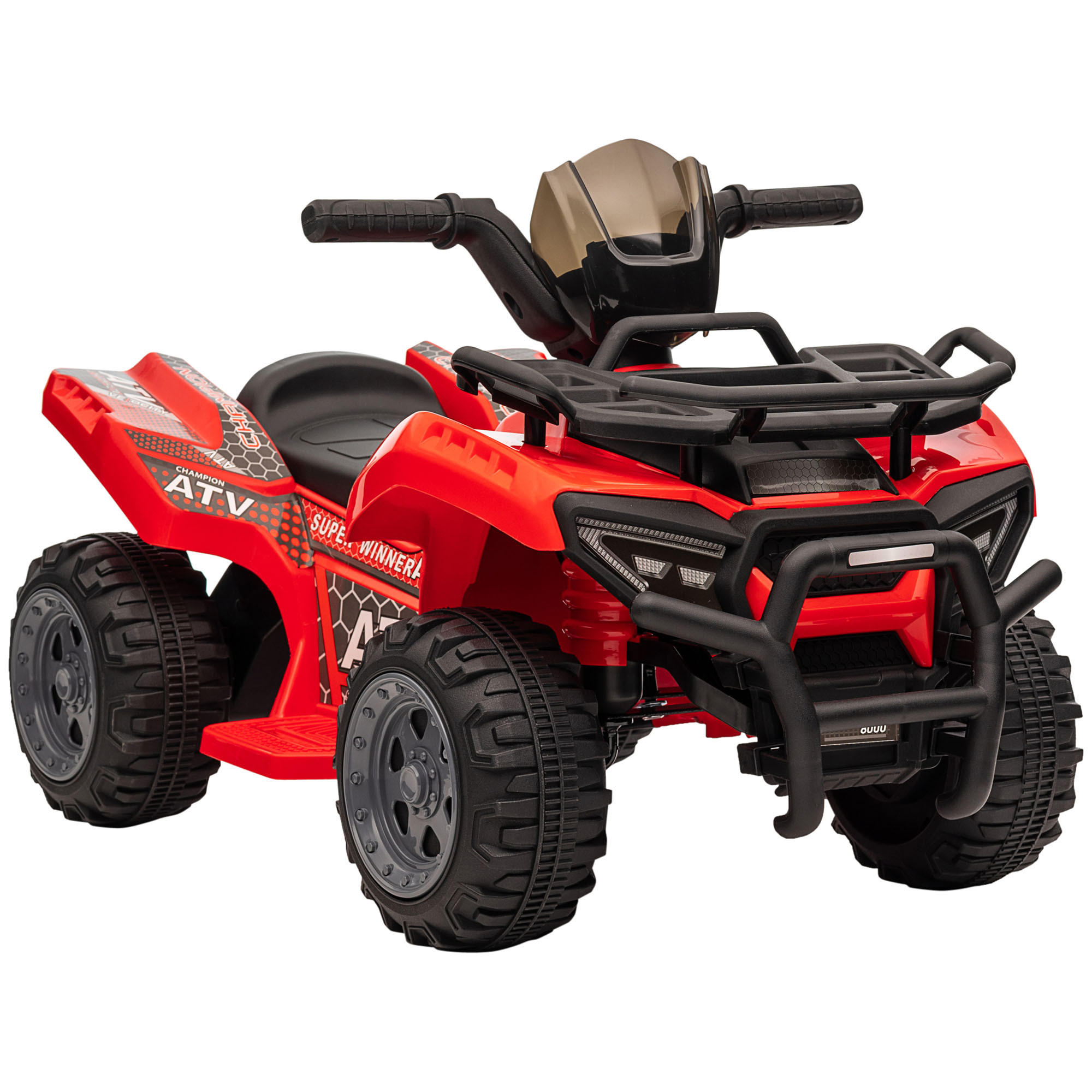 MINI ELEKTRO-QUAD KINDER, Schwarz/Grün/Rosa/Rot, Metall+ PP-Kunststoff - Rot, Metall (70/42/45cm) - HOMCOM