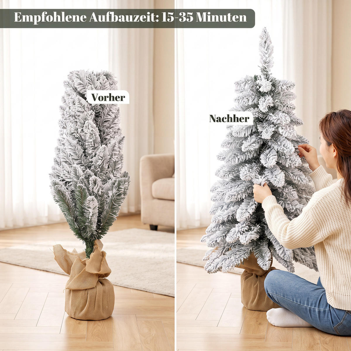 WEIHNACHTSBÄUME Weiß 46.0/46.0/90.0cm - Weiß, Kunststoff (90cm)
