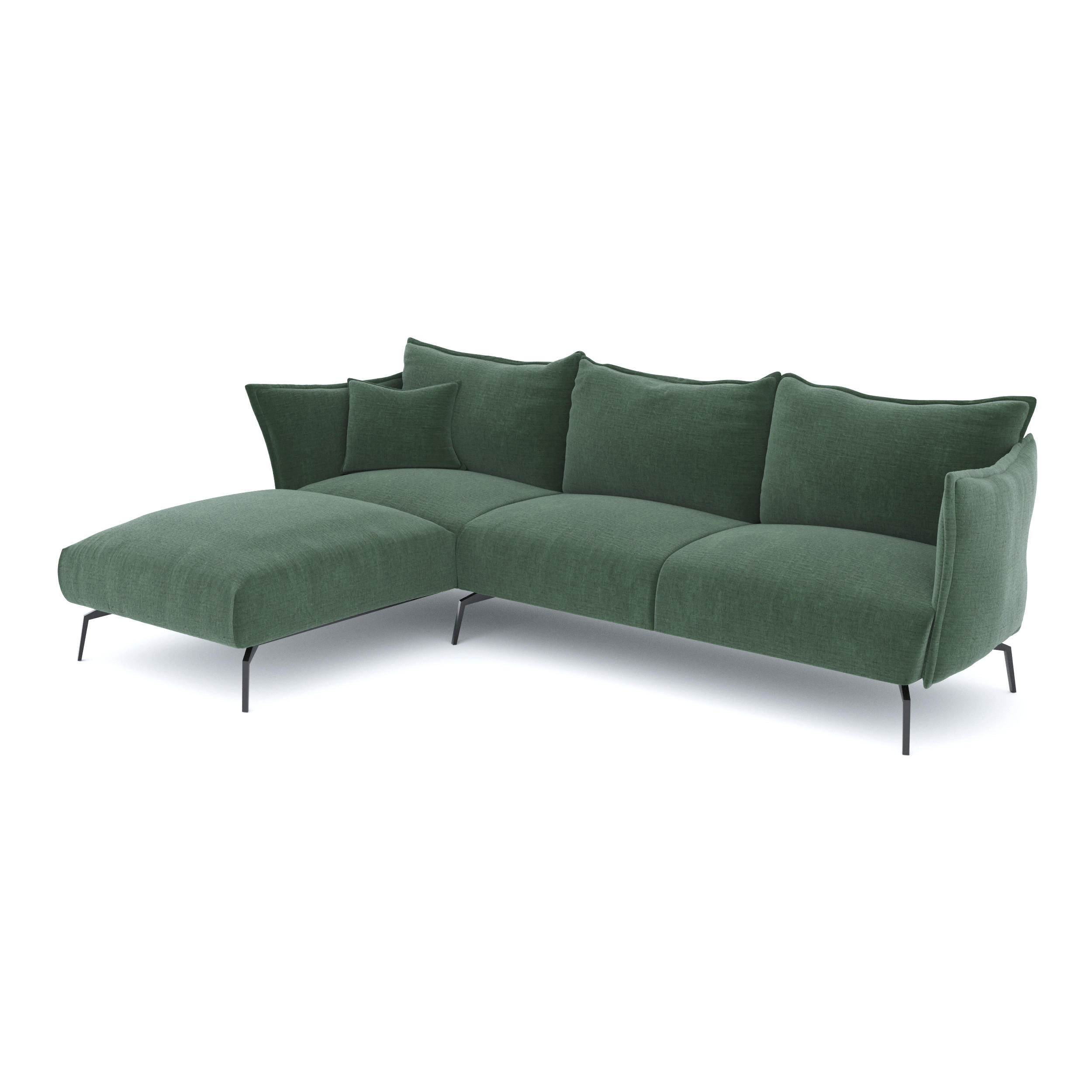 ECKSOFA LINKS Texturierter Samt Smaragdgrün 290cm - Smaragdgrün, Textil (100/290cm) - Sia Home