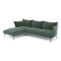 ECKSOFA LINKS Texturierter Samt Smaragdgrün 290cm - Smaragdgrün, Textil (100/290cm) - Sia Home