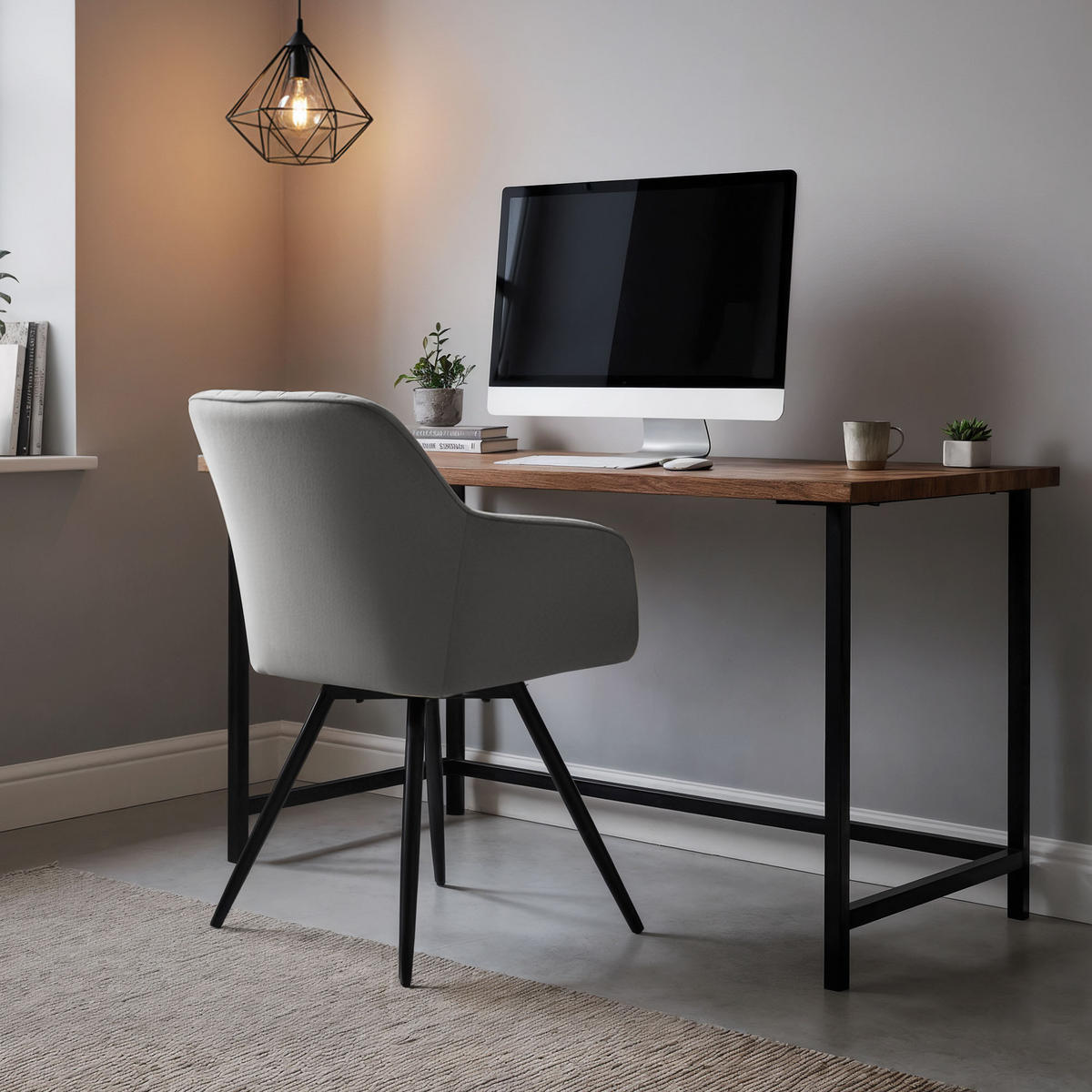 DREHSTUHL 4er-SET Grau, Schwarz 55/83/58 - Schwarz/Grau, Textil (55/83/58cm) - RAUMHIRSCH FURNITURE