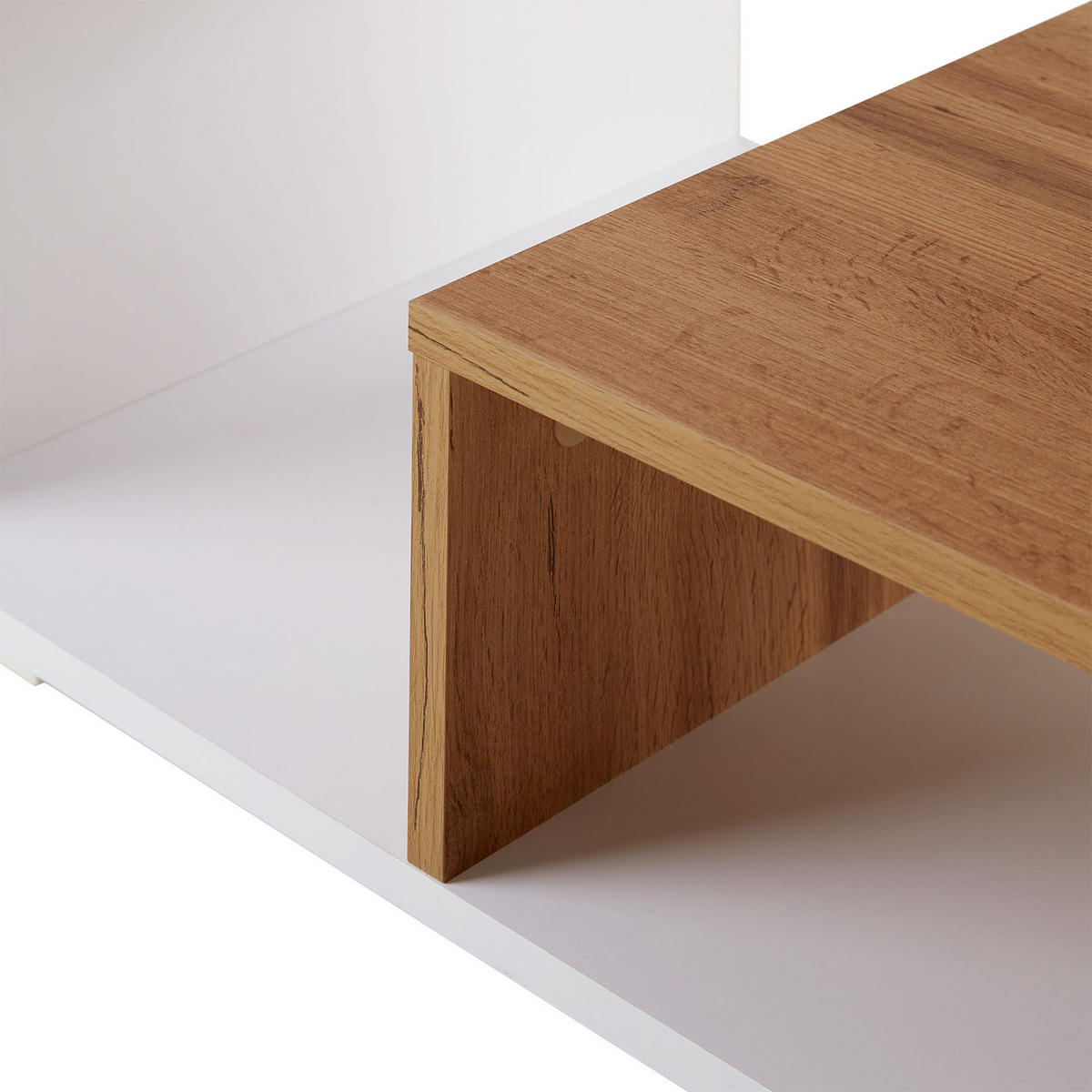 COUCHTISCH rechteckig Weiß, Natur 90/41/50 cm - Weiß/Naturfarben, Holzwerkstoff (50/90/41cm) - Homestyle4u