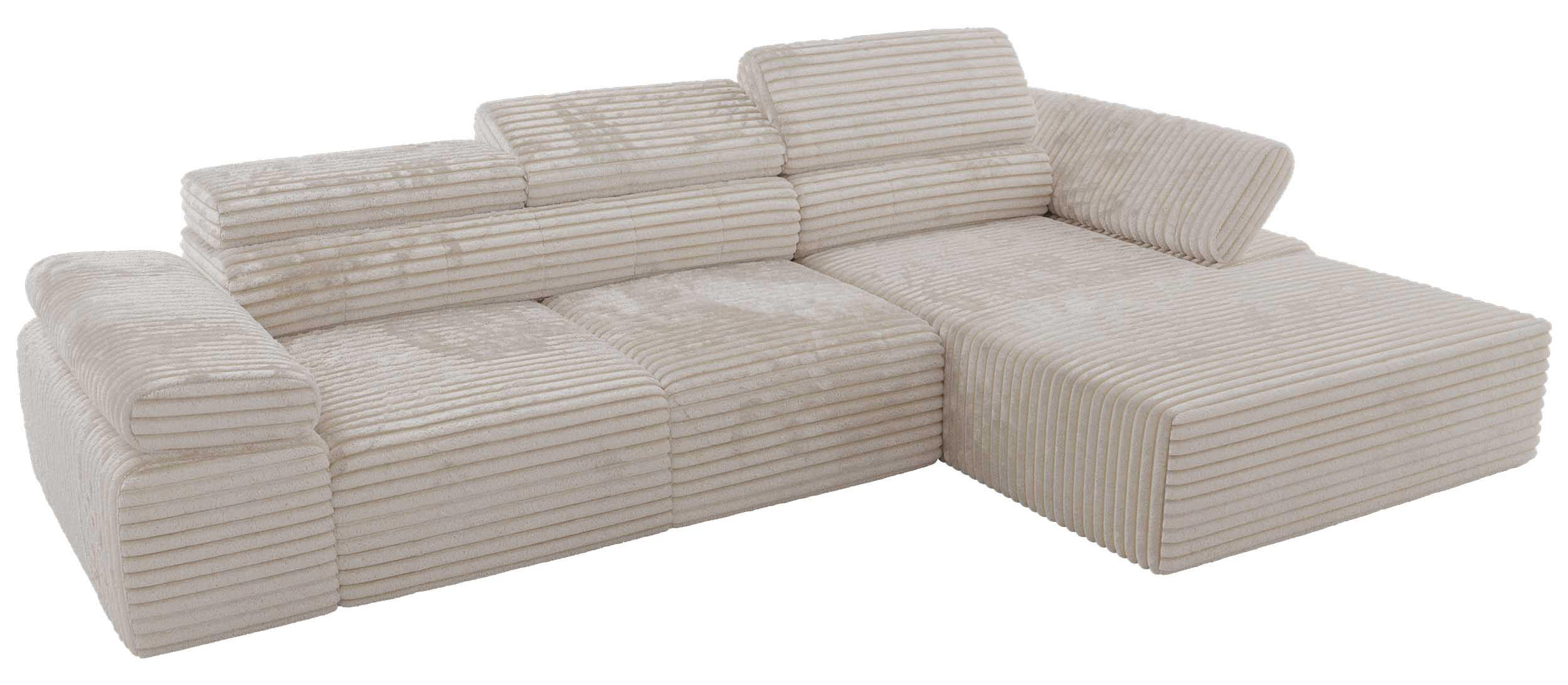 ECKSOFA RILASSO L Beige Cord - rechts - Beige/Schwarz, Kunststoff/Textil (174/296cm) - MKS
