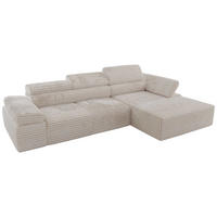 ECKSOFA RILASSO L Beige Cord - rechts - Beige/Schwarz, Kunststoff/Textil (174/296cm) - MKS