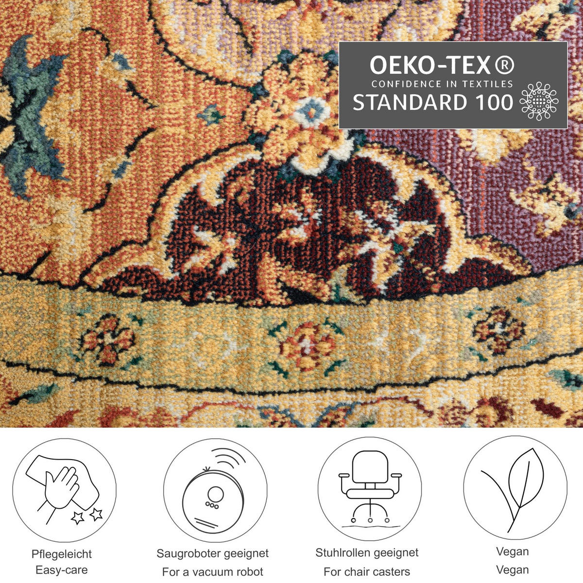 WEBTEPPICH Gabiro 208 240x240 cm - Rot, Textil (240/240cm) - THEKO