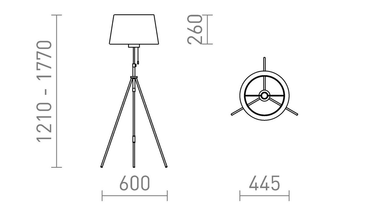 STEHLEUCHTE LUTON/RIDICK Schwarzglänzend Goldene Folie 15 W - Schwarz, Metall (45/45/177cm) - Rendl