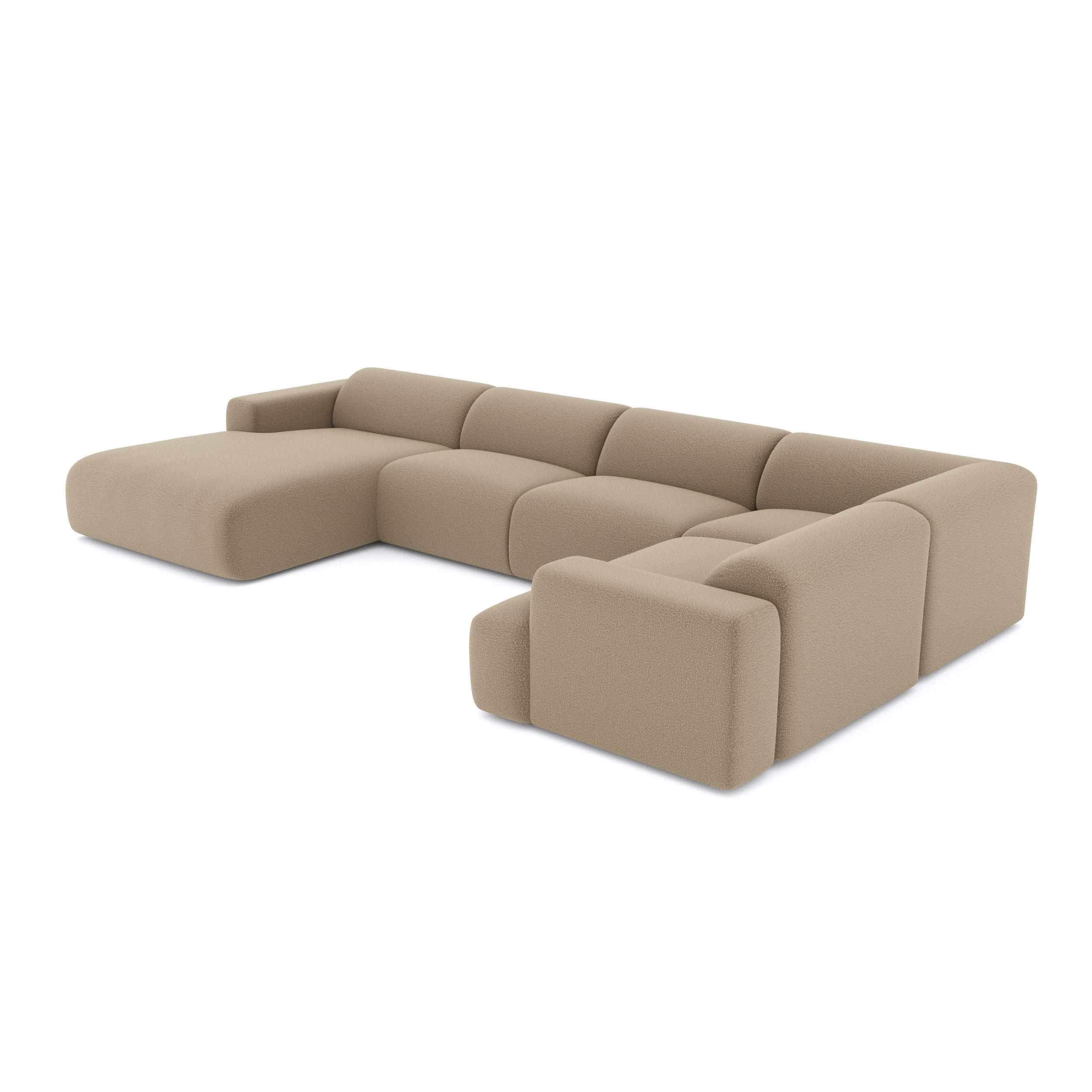 WOHNLANDSCHAFT Bouclé-Stoff Taupe 354cm - Taupe, Textil (354/164cm) - Sia Home