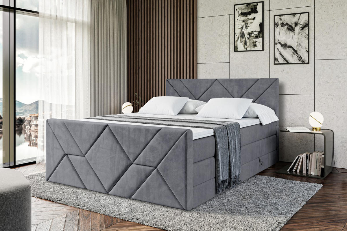 BOXSPRINGBETT BARWA-Z KING - 200x200 - H3/H4 - Dunkelgrau - Dunkelgrau, Holzwerkstoff (200/200cm) - ALTDECOR