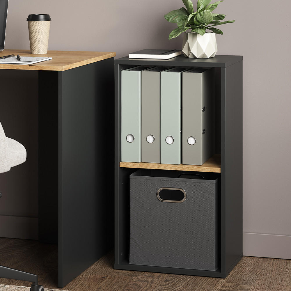 BÜCHERREGAL Tomy Anthrazit/Goldkraft Eiche 40 x 74 cm mit 2 offenen Fächern - Honigeiche/Anthrazit, Holzwerkstoff (40/74/30cm) - Vicco