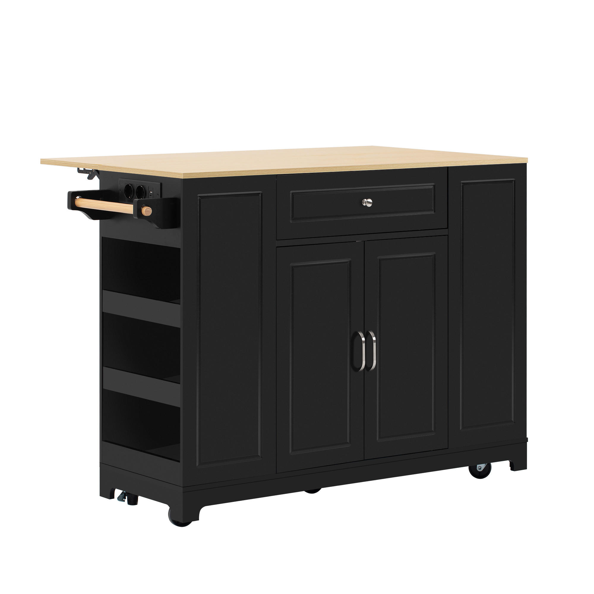 KÜCHENINSEL DE-41112 131,8/40-70/93,3 cm Schwarz - Schwarz, Holzwerkstoff (131.8/93.3/40cm) - ComfortXL