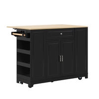 KÜCHENINSEL DE-41112 131,8/40-70/93,3 cm Schwarz - Schwarz, Holzwerkstoff (131.8/93.3/40cm) - ComfortXL