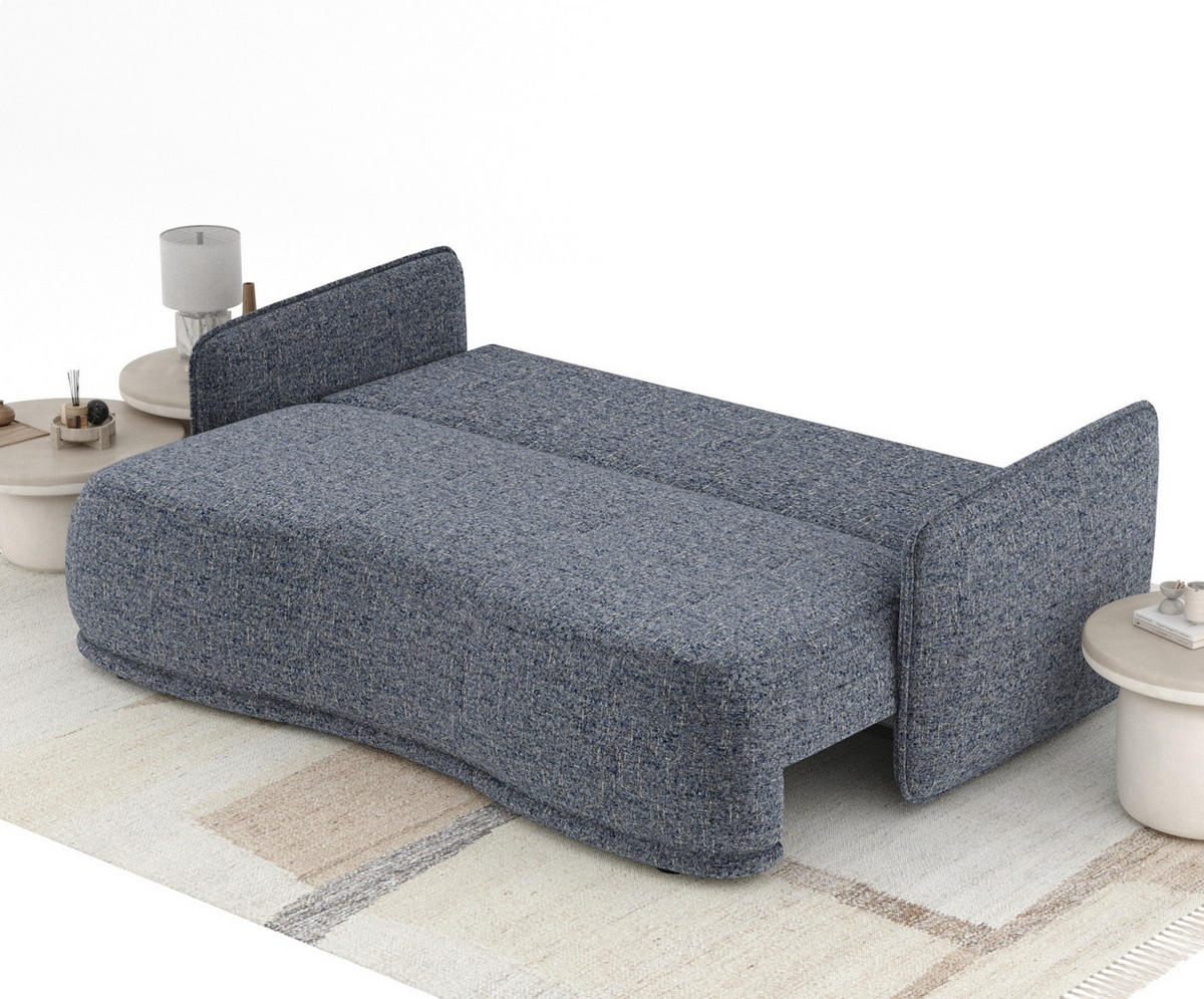 SCHLAFSOFA Mitsis Marineblau Webstoff - Schwarz/Dunkelblau, Holz/Holzwerkstoff (231/93/106cm) - Maison de Reve