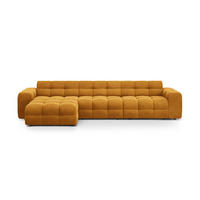 ECKSOFA links Kendal aus Samt senf 5 Sitzplätze - Dunkelgelb, Textil (173/357cm) - Micadoni