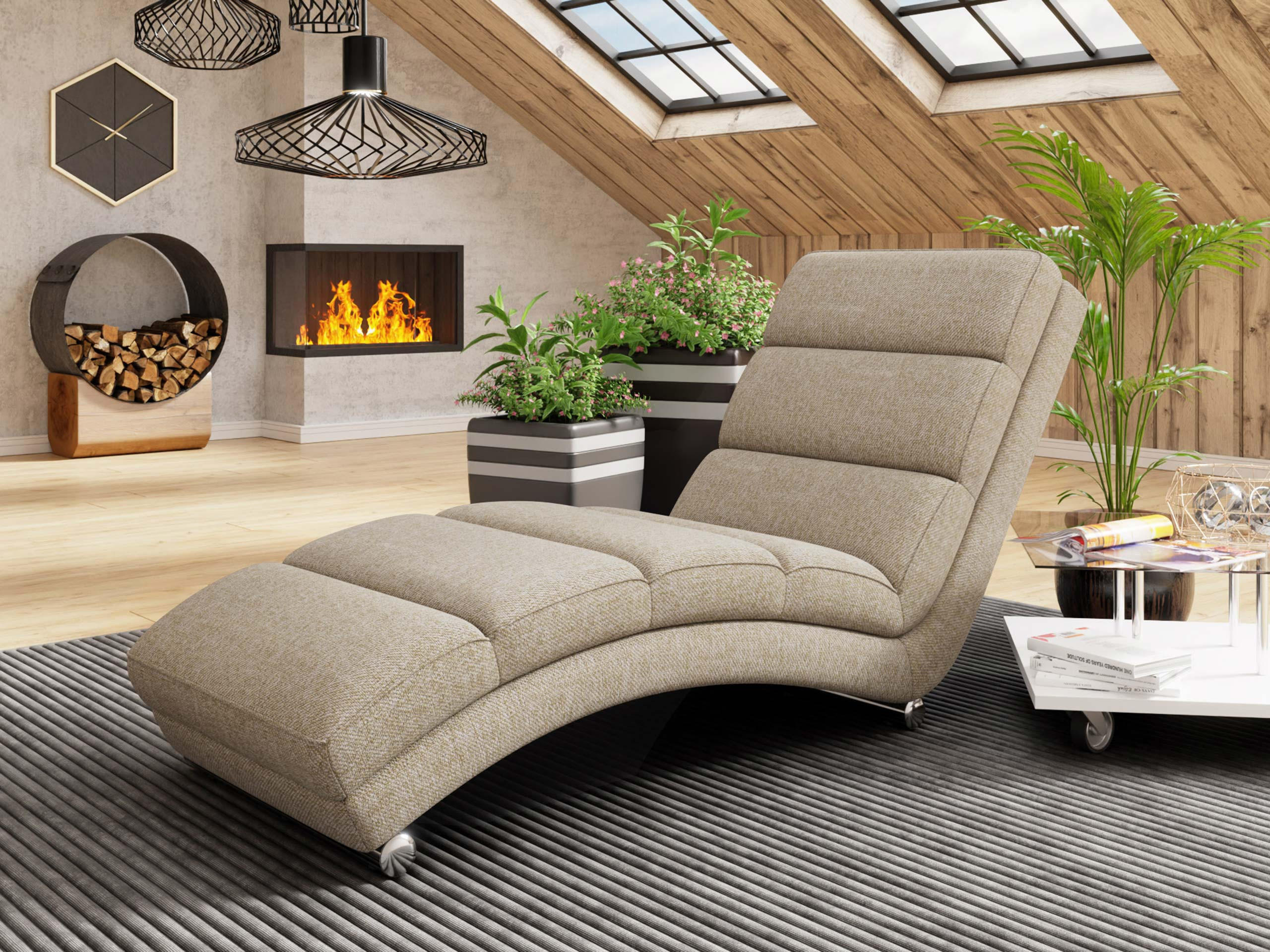 RELAXLIEGE Holiday - Chromfarben/Creme, Holz (62/84/180cm) - MIRJAN24