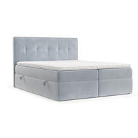 BOXBETT Mireo 140/200 cm Hellgrau im Paros Stoff - Hellgrau/Schwarz, Holz/Holzwerkstoff (140/200cm) - AltaBeds