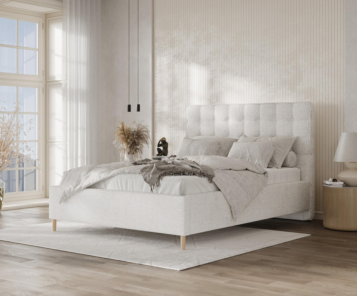 POLSTERBETT Paloma 120/200 cm Creme im Neve Stoff - Creme/Naturfarben, Holz/Holzwerkstoff (120/200cm) - AltaBeds