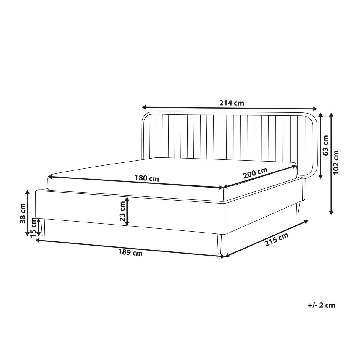 BETT mit Lattenrost 180/200 cm Taupe Brin - Taupe/Schwarz, Textil (180/200cm) - Beliani