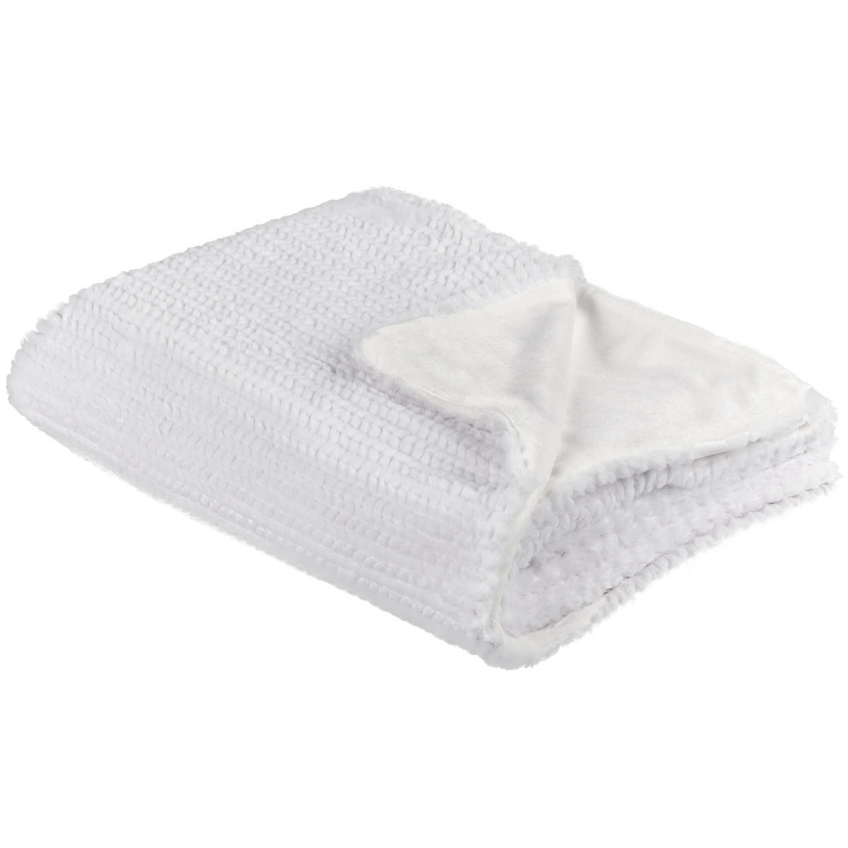 DECKE Weiß Bjas 150/200 cm - Weiß, Textil (150/200cm) - Beliani