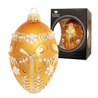 CHRISTBAUMSCHMUCK Ei im Schleifendesign Goldfarbig 10cm (Glas / 1 Stk.) - Goldfarben, Glas (6/10/6cm) - Krebs Glas Lauscha