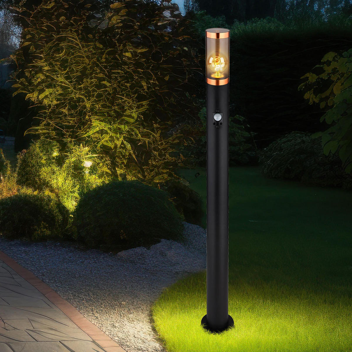 LED STEHLEUCHTE BOSTON Schwarz Edelstahl - Schwarz, Metall (7.6/7.6/110cm) - Globo Lighting