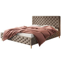 POLSTERBETT LUX Miami mit Kopfteil, 160 x 200 cm, Doppelbett mit Lattenrost aus Holz, Velourstoff Braun, Füße in Farbe: Braun - Braun, Holz/Textil (160/200cm) - Alpi-Möbel
