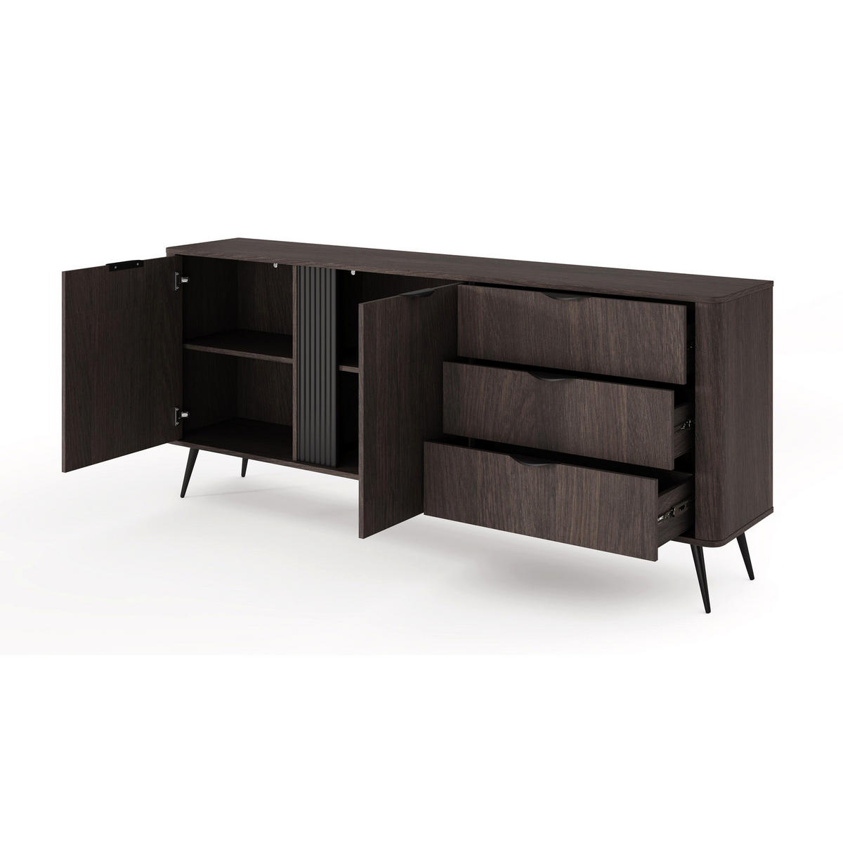 HIGHBOARD Veris dub Dunin 113 cm - čierna/tmavohnedá, kov/kompozitné drevo (195.2/81.2/38cm) - Selsey