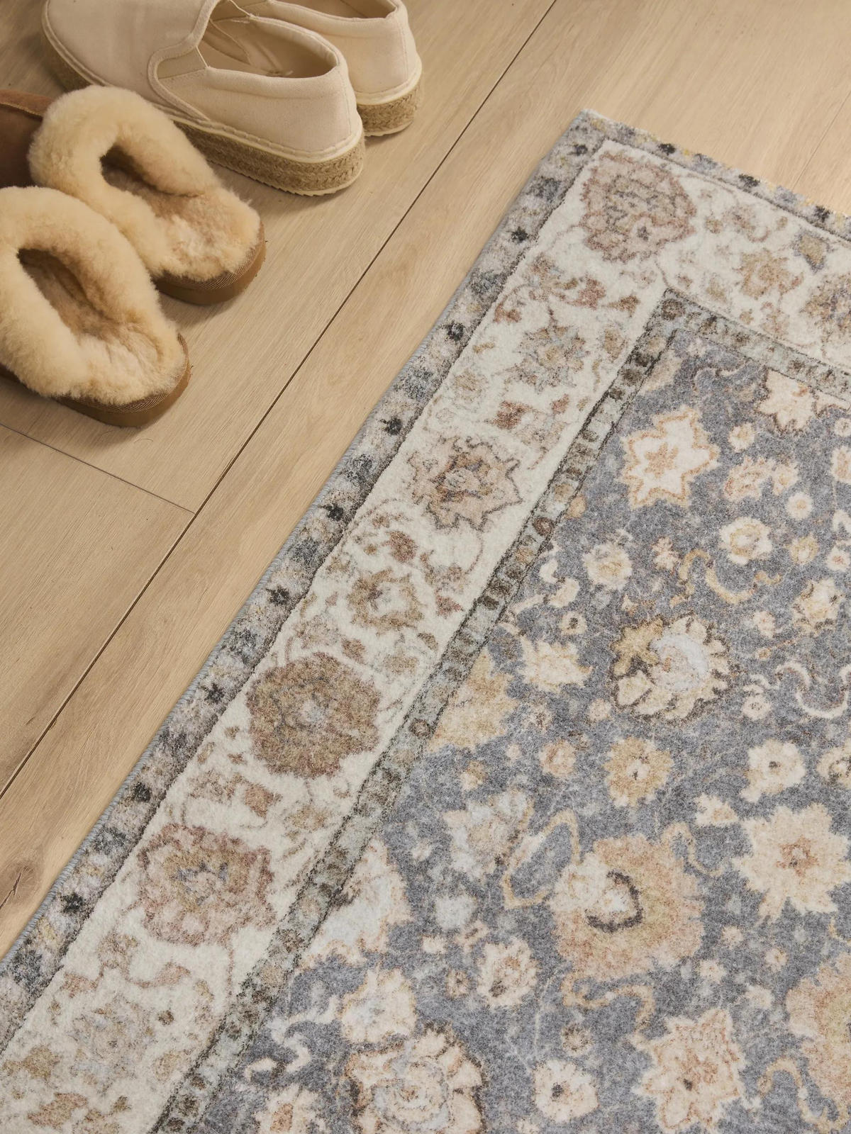 LÄUFER Mara Beige/Blau 80x240 cm - Beige, Textil (80/240cm) - benuta Pop