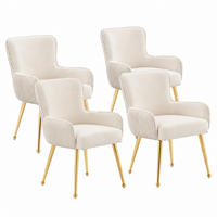 ESSZIMMERSTUHL 4er-Set mit Armlehnen Samt Beige/Gold - Beige, Metall (47.5/83/57.1cm) - Meubliv