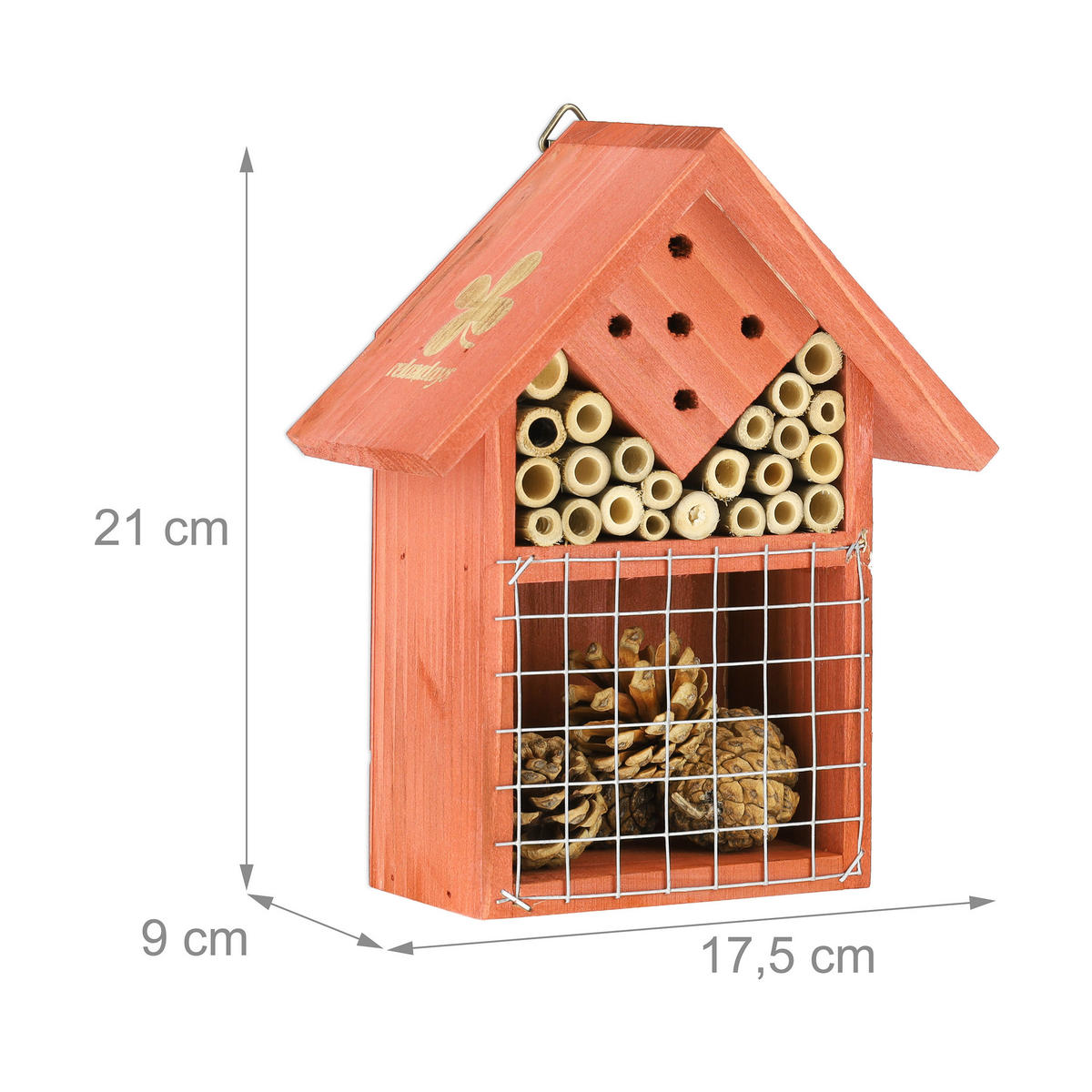 INSEKTENHOTEL - Orange, Holz (17.5/21/9cm) - Relaxdays