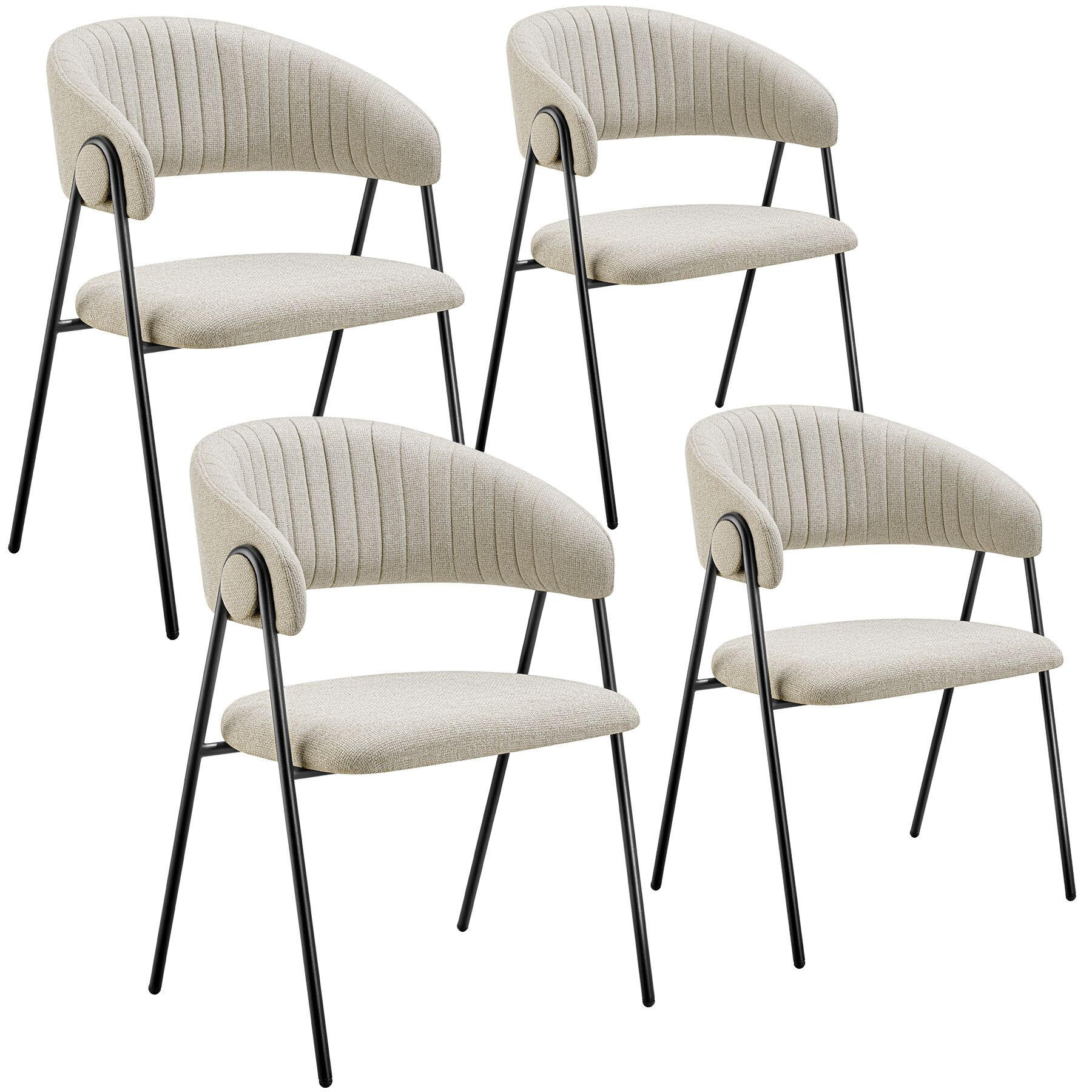 ARMLEHNSTUHL 4er Set Bedano 60 x 58 x 85 cm greige - Greige, Kunststoff (60/85/58cm) - tectake