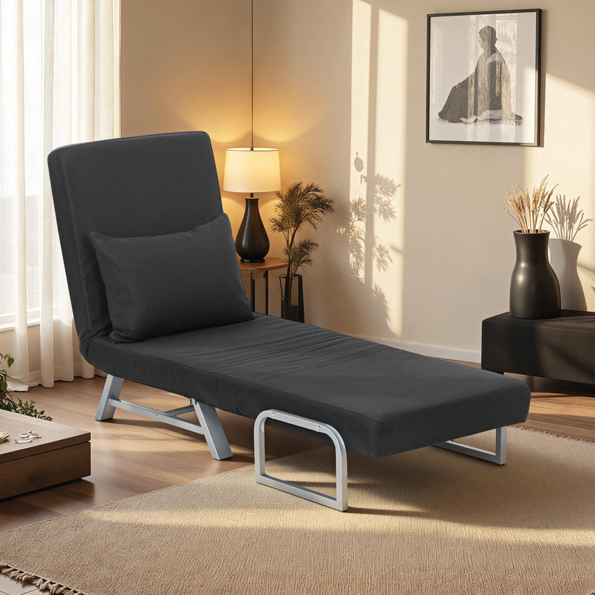 SCHLAFSESSEL DE-14646 5-fach verstellbar & klappbar Schwarz - Schwarz, Textil (73/81/78cm) - ComfortXL
