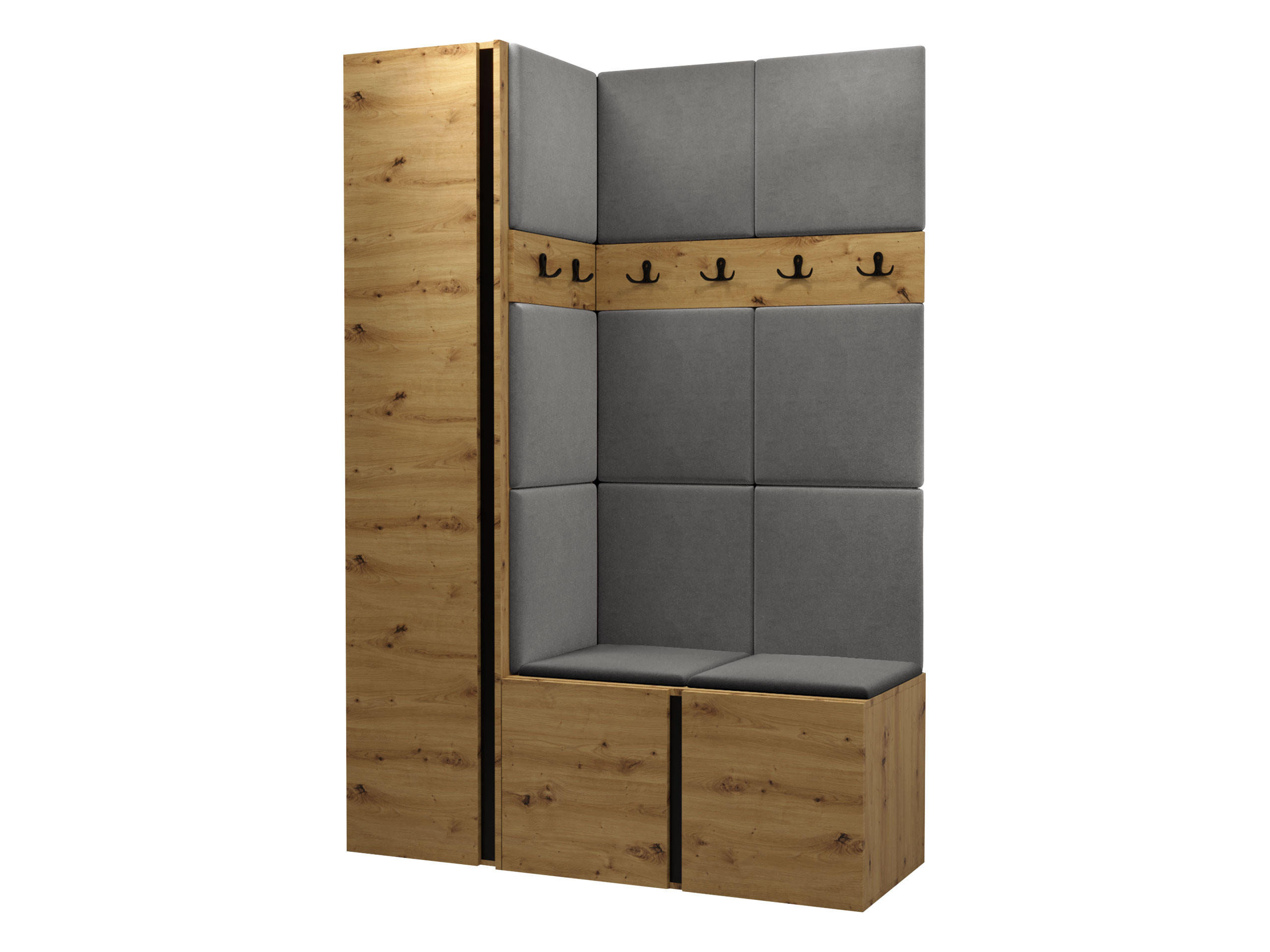 GARDEROBEN-SET Orion IX - Eiche Artisan/Grau, Holzwerkstoff/Kunststoff (124/186/46cm) - MIRJAN24